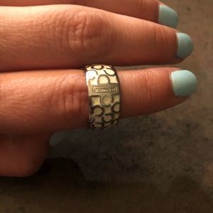 Coach signature silver ring, size 6